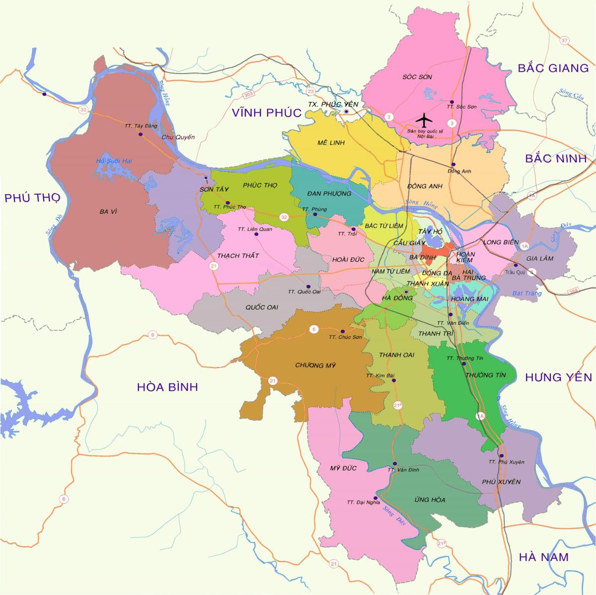 의 지도 하노이 district
